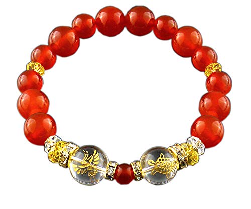 プレジャー ブレスレット 赤めのう 内周約17cm 鶴と亀の長寿元気ブレス BL-2093