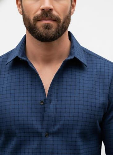 Image of Amazon Brand - INKAST Men's Regular Fit Button Down Dress Shirts Textured Long Sleeve Casual Hawaiian Shirt
