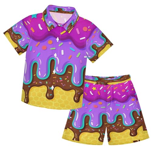 Image of Boccsty Red Strawberry Boy Summer Shorts Sets Hawaiian Toddler Boys T-Shirt & Pants 2 Pcs 3T-10T