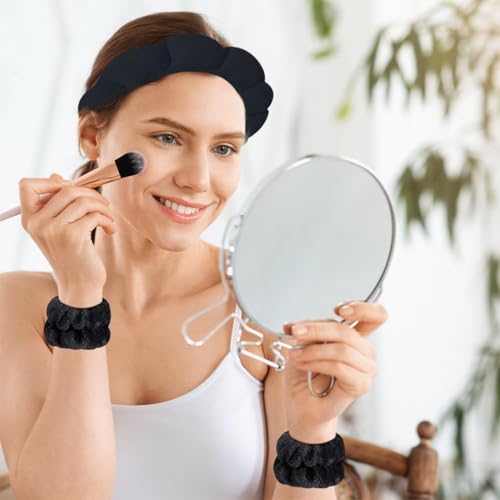 FENQURO 6 unids diadema para el pelo de mujer diadema spa para lavado de cara conjunto de puños de esponja suave para maquillaje y cuidado de la piel, diadema antideslizante para mujeres - imagen 5