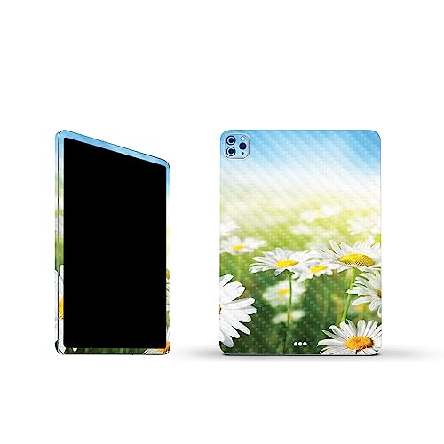 Image of MightySkins Carbon Fiber Skin Compatible With Apple iPad Pro 11 inch M2 4th Gen (2022) Full Wrap Kit - Field Of Daisies | Protective, Durable Textured Carbon Fiber Finish | Easy To Apply | Made in the USA