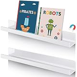2 Pcs Magnetic Book Shelf for Whiteboard Magnetic Shelf Metal Floating Book Shelves for Kids Room Ma