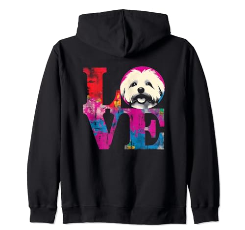 Love Maltese Dog - Amante de la raza de perro colorido vintage Sudadera con Capucha