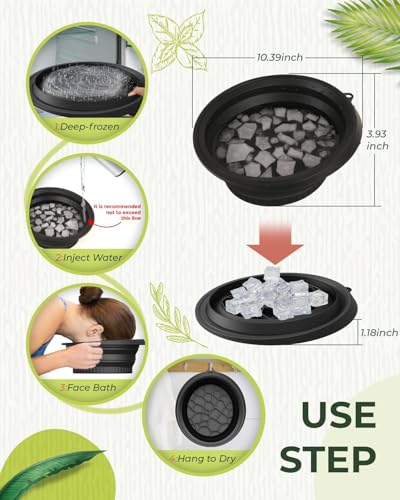 Image of Facial Cold Plunge Bowl kit- Face Bowl for Ice, Portable Foldable Silicone Ice Facial 𝖡owl for Puffiness, Skin Relief & Beauty Care, Includes Reusable Cubes (BLACK)