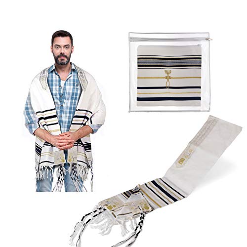 KING DAVID SHOFARS Talit Prayer Shawl – 72 x 22 Inch Messianic Tallit for Christian Jewish Prayer (Black)