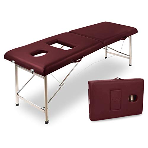 Eiwitany Camilla de Masaje Plegable de Aluminio de Dos Secciones, Cerradura de Metal, con Orificio para la Cabeza de respiración, Adecuada para SPA, masajes, Belleza, etc. (Red)