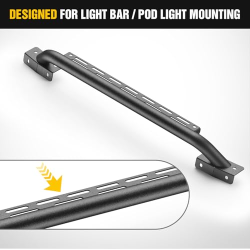 Image of Nilight Grille Guard with Light Mounting Brackets for Ford Bronco 2021-2025 Modular Steel Bumper(Not fit Sport or Raptor) Heavy Duty Steel Front Bumper Protector Bull Bar, Matte Black