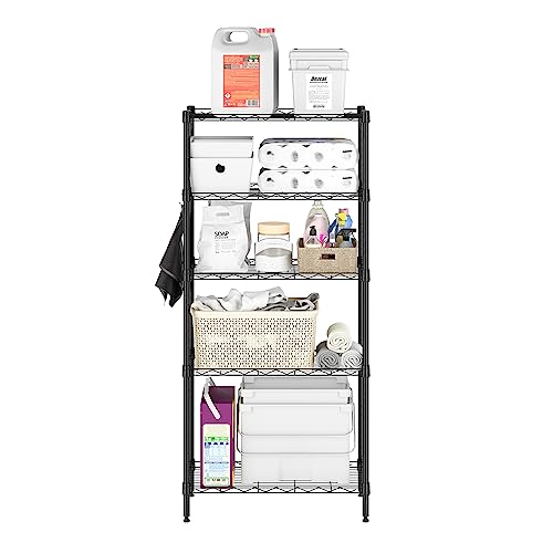 Furinno Wayar 5-Tier Metal Storage Shelf Rack, 21 x 12 x 48, Black - image 4
