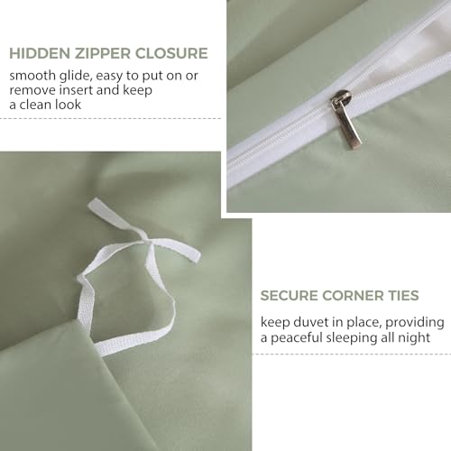 JSD-Sage-Green-Duvet-Cover-Set-Queen-Size-3-Piece-Duvet-Cover-with-Pillow-Shams-Soft-Brushed-Microfiber-Zipper-Closure-Comforter-Not-Included