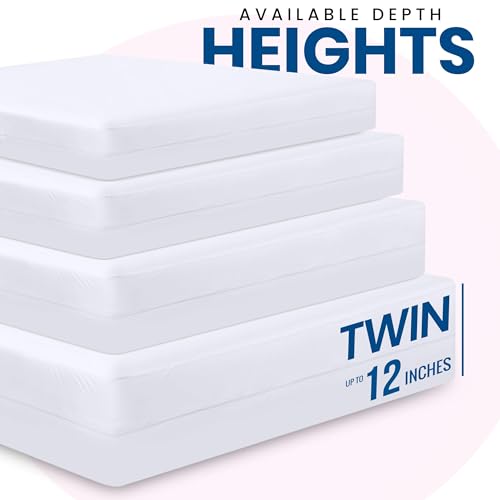 Utopia Bedding Premium Zippered Mattress Encasement (Fits 12 Inches Mattress, Twin) - Waterproof and Bed Bug Proof Mattress Protector - Six-Sided Mattress Cover (Pack of 2)