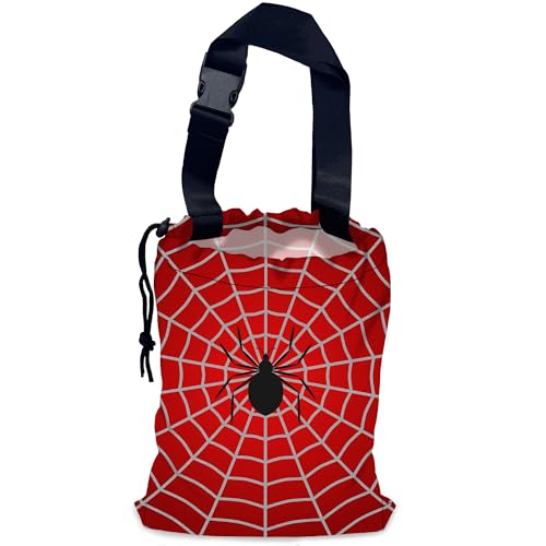 Image of Spider Web Car Trash Bag,Cobweb Trap Hanging Drawstring Car Garbage Bag,Waterproof Canvas Car Back Seat Organizer with Adjustable Buckle,for Vehicles,SUVs,Camping,Road Trips