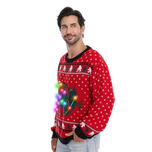 Light-Up Bigfoot Red Fair Isle Jumper, alternative view 2