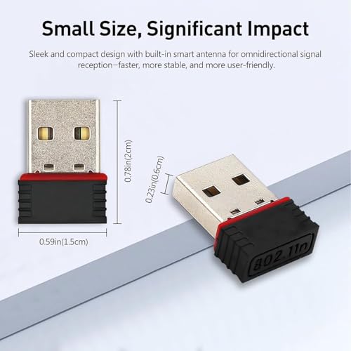 Image of 500Mbps Mini Wireless USB Adapter (Black) - High-Speed WiFi Network Dongle for Desktop PC, Laptop - Supports 802.11n /ac, Plug & Play, Windows /Mac Compatible