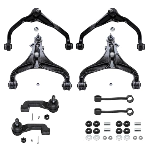 Image of Detroit Axle - 8pc Front End Control Arms Kit for 2008-2012 Jeep Liberty 2007-2011 Dodge Nitro, 4 Upper Lower Control Arms w /Ball Joints 2 Outer Tie Rods 2 Sway Bars 2009 2010 Replacement