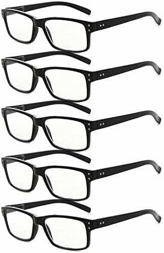 Eyekepper 5 Pack Reading Glasses for Men Spring Hinges Classic Readers Black Frame +2.00