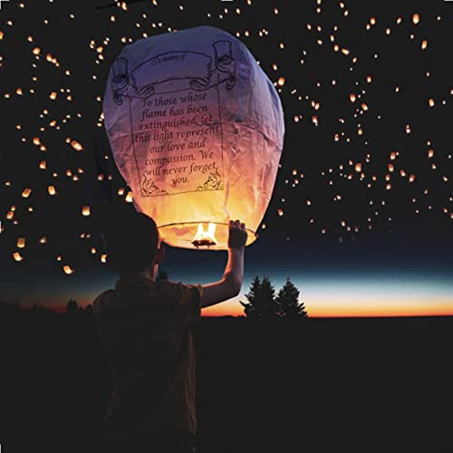 20 Pack Chinese Lantern To Release In Sky Paper Memorial Lunar Floating Decorations Biodegradable Flying For Funeral Service，Celebration Of Life & Birthday #TOP6