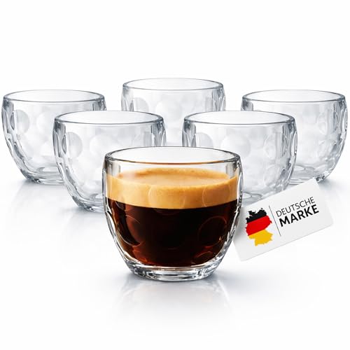 My-goodbuy24 Espressotassen Glas 80ml - 6er Set - Espressogläser Mokkatassen dickwandig & kristallklar robuste Espresso Gläser für Siebträgermaschine & Kaffeevollautomat