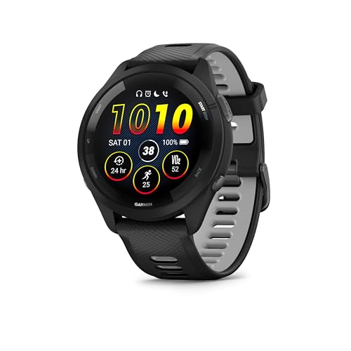 Garmin Relógio Forerunner 265 Music Preto com Cinza 46mm com Monitor Cardíaco de Pulso e GPS