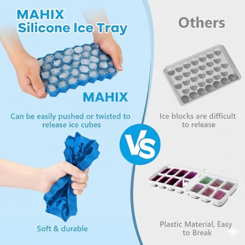 Image of Pack of 4 NEXVEU Silicon ICE Cube Tray with LID, 148 Cavity, Flexible, Easy Release, LFGB Certified, BPA Free, Dishwasher Safe, Durable & Reusable Ice Maker Mold for All Types of Drinks & Water.
