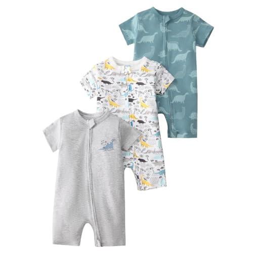 3 Pack Kurzarm Schlafanzug Baby Strampler ReißVerschluss Säugling Overall...