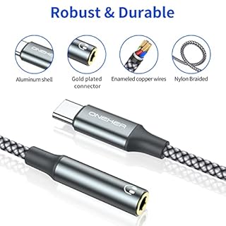 OneKer USB Type C to 3.5mm Headphone Jack Adapter, (2-Pack) USB C to Aux Female Audio Dongle Cable Cord Compatible with iPhone 16/15 Pro/15 Plus/15 Pro Max,iPad Pro,MacBook, Samsung Galaxy S24 S23 S22