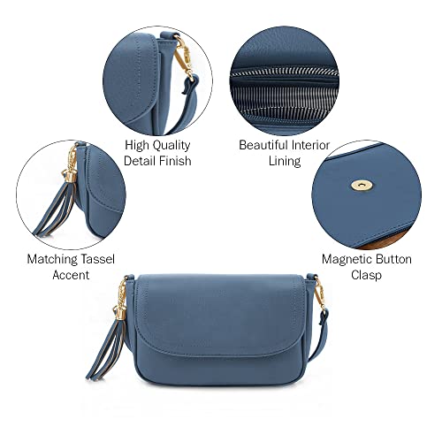 Image of EVVE Small Crossbody Bags for Women Trendy Flap Saddle Purses with Tassel Vegan leather Shoulder bag