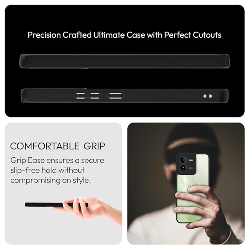 Image of KAPAVER Hybrid Back Cover Case Compatible with iQOO Z9 5G (PC+TPU) (Black)