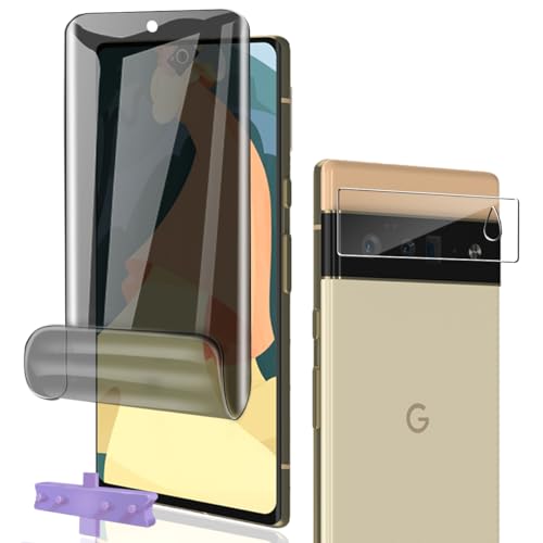 Phlleyaa Protector de Pantalla para Google Pixel 6 Pro,Anti Espía TPU Película Protectora 1 Pack y Protector de Lente de Cámara 1 Pack,Fácil de Instalar Pantalla para Pixel 6 Pro Vidrio Templado