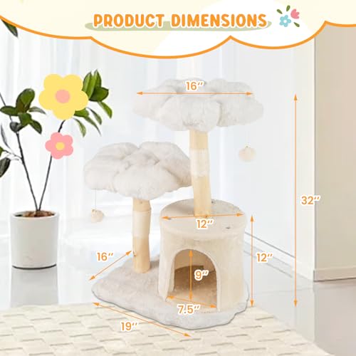 Árbol para gato de madera 32 pulgadas multi-niveles miniatura 4