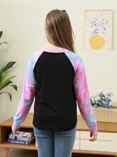 GORLYA 3 Pack Girls Contrast Patchwork Raglan Sleeve T Shirt Basic Long Sleeve Casual Tee Tops Multipacks for 8-16Y2