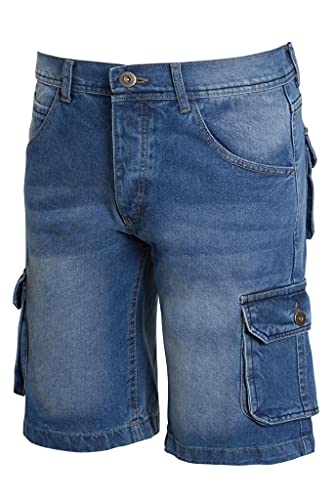 Pantalon Cargo pour Hommes, Pantalon Long, Pantalon d'été en Denim de Coton, multitâche (Light Wash, 32, Numeric_32)