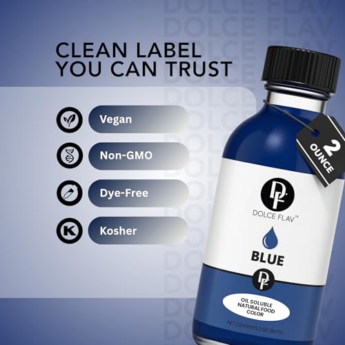 Image of Dolce Flav Natural Blue Food Coloring - 2 oz Vibrant Plant-Based Color from Spirulina | Water-Soluble Liquid Dye for Baking, Drinks & Frostings | Graduated Dropper Included | No Artificial Dyes | Kosher | Made in USA