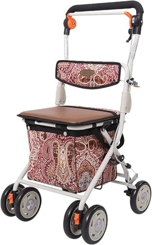 Dmoiuhi高齢者向けショッピングカート 高齢者用カー シルバーカー 折りたたむ (002Bブレーキ制動) アルミニウム (B)