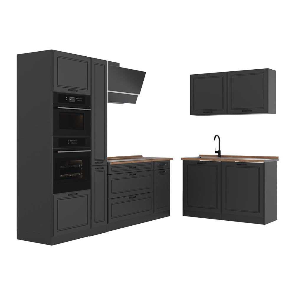 Vicco Kuchnia narożna "R-Line", Antracyt wiejski/Antracyt 230 x 120 cm