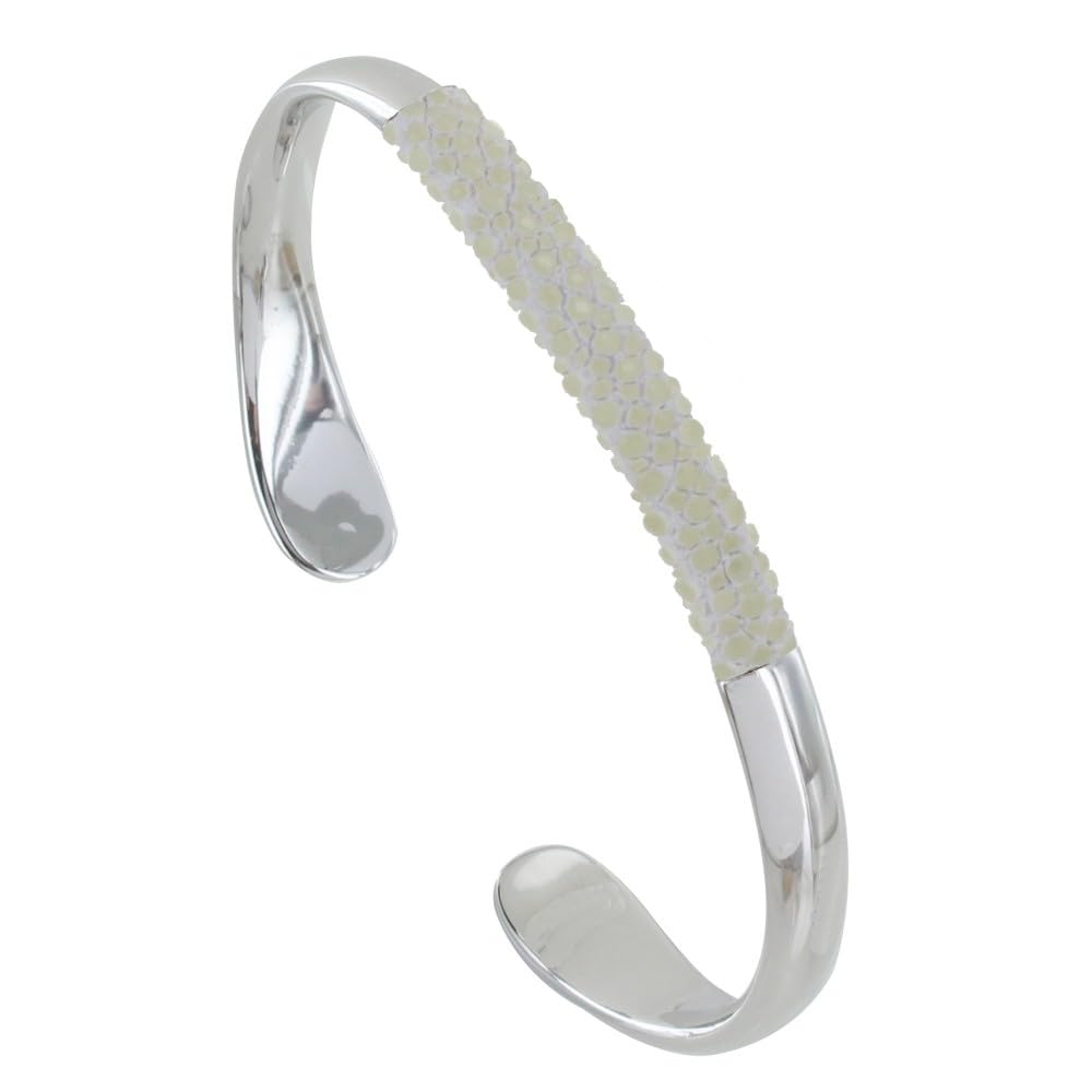LES POULETTES BIJOUX Bracelet Mixte Demi Jonc Laiton Rhodié et Cuir