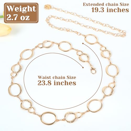 LOTOFUN Gold Chain Belt for Dresses: Metal Bohemia Style Waist Chains Belts for Women Ladies Dress4