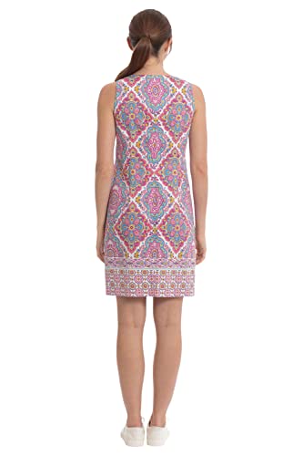 London Times Women's Cotton Sateen Preppy Bright Happy Vacation Shift Dress - Image 4