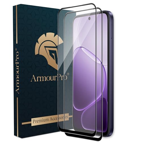 Image of ArmourPro Tempered Glass for Oppo K14-9H Anti Scratch Screen Protector, Edge to Edge Coverage, HD Clarity, Smooth Touch, Case Friendly | Black, Pack of 2