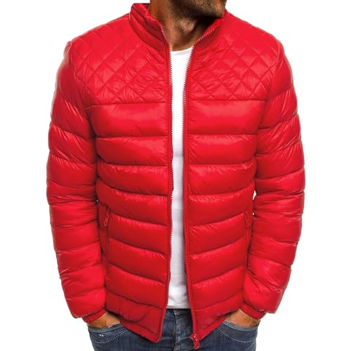 JEsilunmaMY Men's Diamond Stand Collar Puffer Jacket Winter Coat Quilted Padded Down Jacket Insulated Puffy Varsity Coat