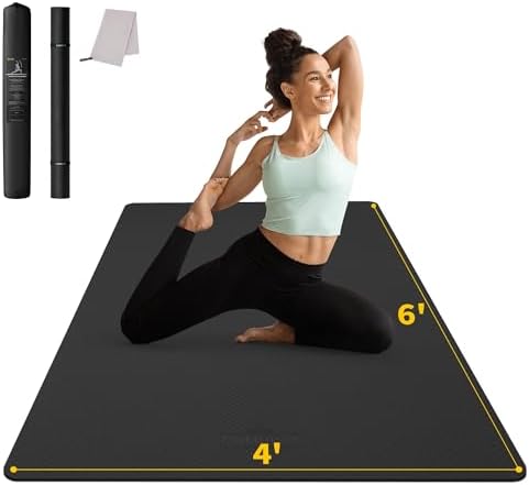CAMBIVO XXL Yogamatte 183x122 cm, 6/8/10/12mm Dicke rutschfeste Sportmatte | extra breite Fitnessmatte aus TPE, Gymnastikmatte mit Tragetasche, gepolstert gelenkschonend für Yoga,