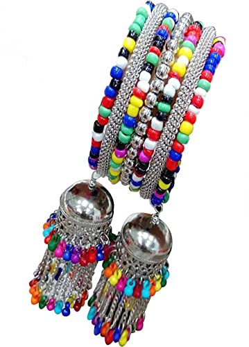 Vembley Stylish Silver Multicolor Bangle Bracelet with Hanging Jhumki For Women and Girls (B09RP5F3X9) Amazon Price History, Amazon Price Tracker