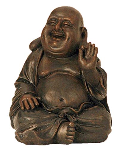 Geschenkestadl Große Buddha Figur lacht sitzend 31cm Dunkelbraun Feng...