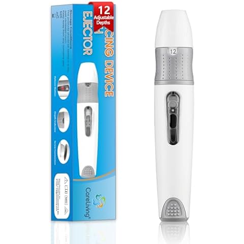 CareLiving Lancing Device for Diabetes Testing, Lancing Device Pen, for Minimizing Pain and Discomfort, Works with most Diabetic Lancets Cover
