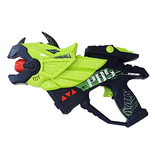 Pistola Lançador Super Shot Dino Dragon Luz Som com 8 Dardos, DM Toys