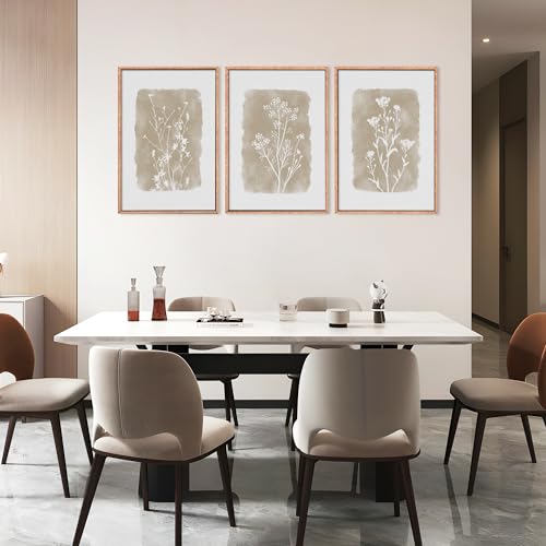 CHDITB-Botanical-Farmhouse-Wall-Art-Set-Framed-Boho-Plant-Wall-Decor-Neutral-Minimalist-Floral-Wall-Painting-Rustic-Wildflower-Canvas-Art-Prints-for-Living-Room-Bedroom-Bathroom-Large-16x24x3