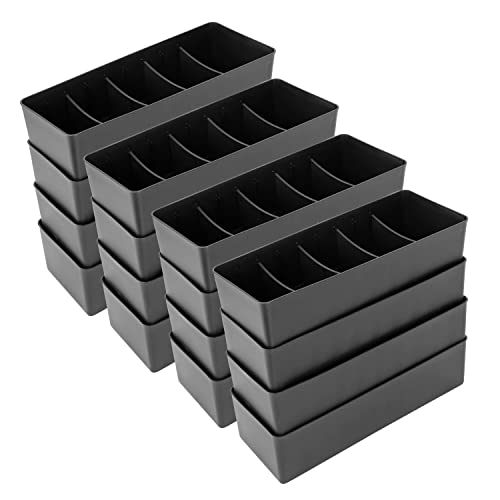 Image of Cutting EDGE Stackable Storage Drawer Organiser, Set of 16 (Black) | BPA Free Plastic, Stackable Design, Wardrobe Storage, Socks Organizer, Cosmetics Storage, Stationery Holder
