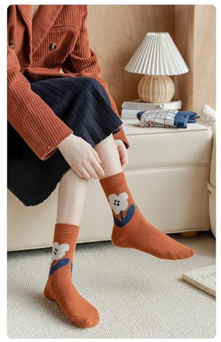 Image of Wool Socks for Women Thick Knit Vintage Cute Floral Crew Socks | Soft and Breathable, Cute Floral Design