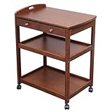 CUPKEE Carrito de cocina para patio, barra rodante, 3 niveles, almacenamiento de cocina, restaurante, carrito de té para fiesta, con barandilla y ruedas
