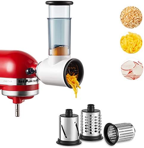 Slicer Shredder Attachment for KitchenAid Stand Mixer, Cheese Grater Attachment for KitchenAid Stand Mixer, Food Processor with 3 Blades by HOZODO - Thumbnail 2