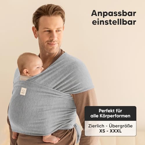 KeaBabies Babytrage Ab Geburt - Atmungsaktive Babytragetücher, Babytrage Neugeborene Ab Geburt, Babytuch Tragetuch Baby Neugeborene, Kleinkind Handfreie Baby Carrier (Classic Gray)